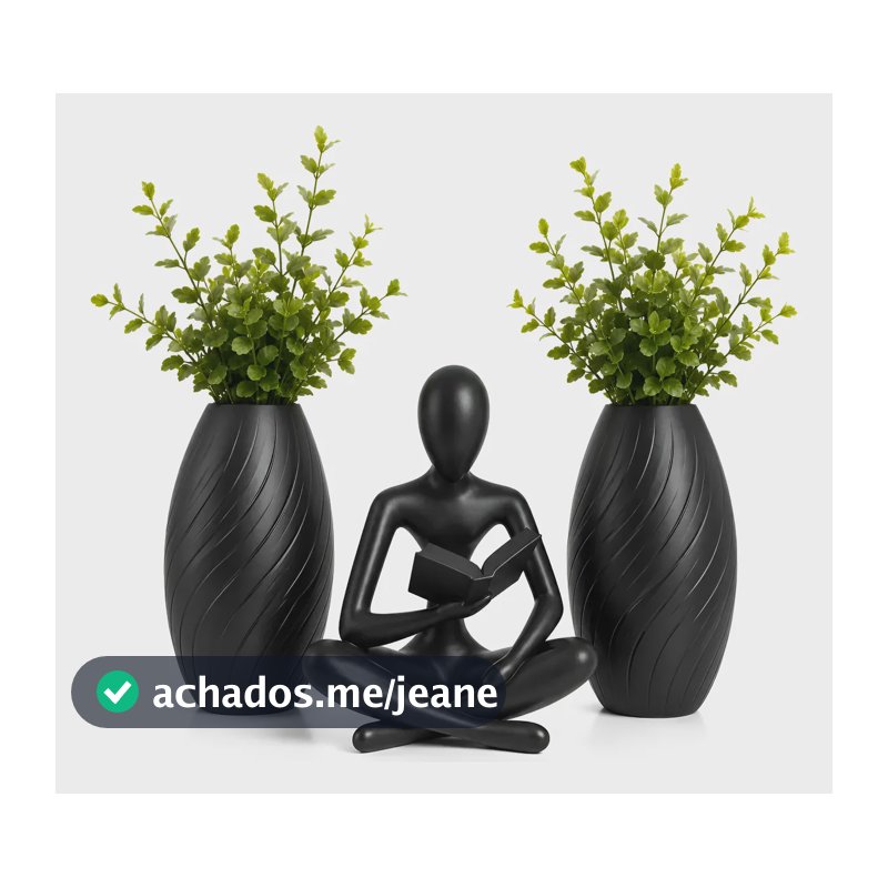 Kit Escultura Leitor + Vaso Espiral Decoração Enfeite Homem Kit 2 - Leitor+fun (preto)