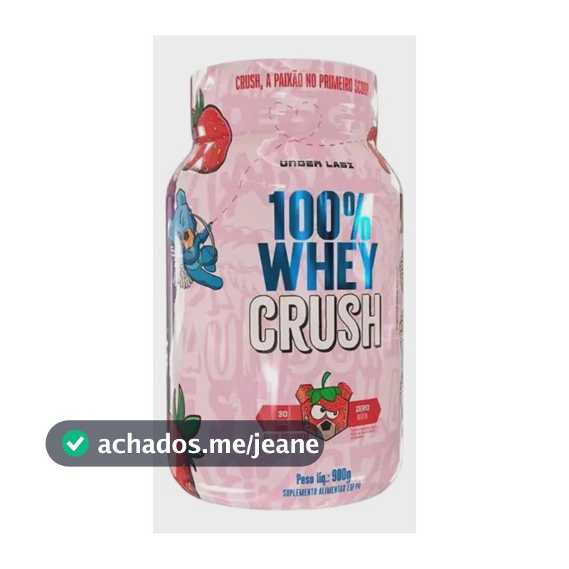 Suplemento 100% Concentrado Whey Protein Crush 900g Under Labz Morango