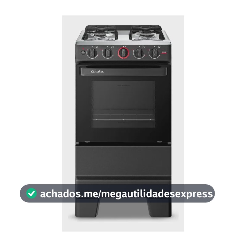 Fogão a Gás Mesa Inox Forno 50L Limpa Fácil e Acendimento Automático Esmaltec IDEAL Super F4IAP Cor Preto 4 bocas