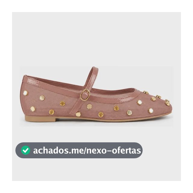 Sapatilha Tela Transparente Com Enfeites Dourado Elegante