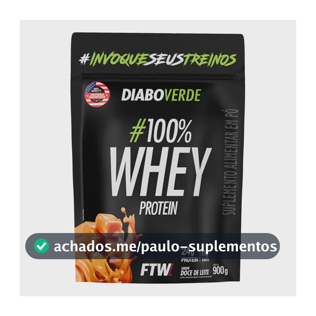 100% Whey Protein 900g Sabor Doce De Leite Diabo Verde - Ftw