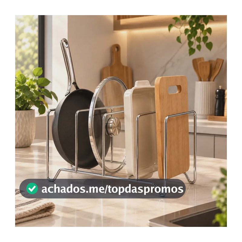 Suporte Organizador Tampas Panelas Frigideiras Formas Prateado