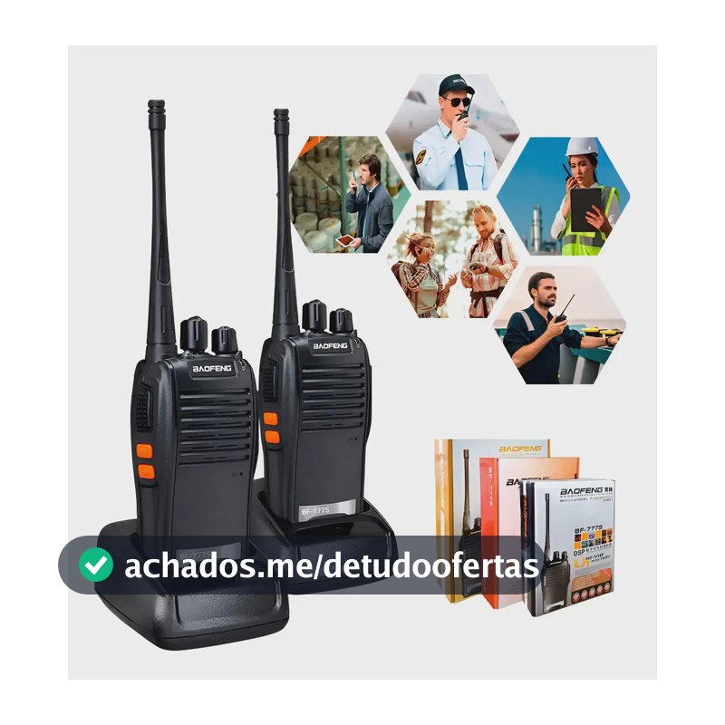 Baofeng Kit 2 Comuncador 16 Ch 12km Baofeng 777s Ht Cor Preto