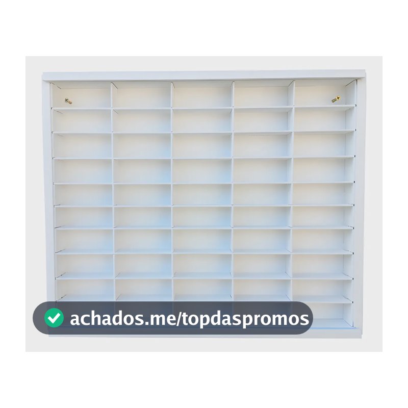 Estante Em Mdf Branca  50 Nichos Com Acrílico  1:64 Mdf