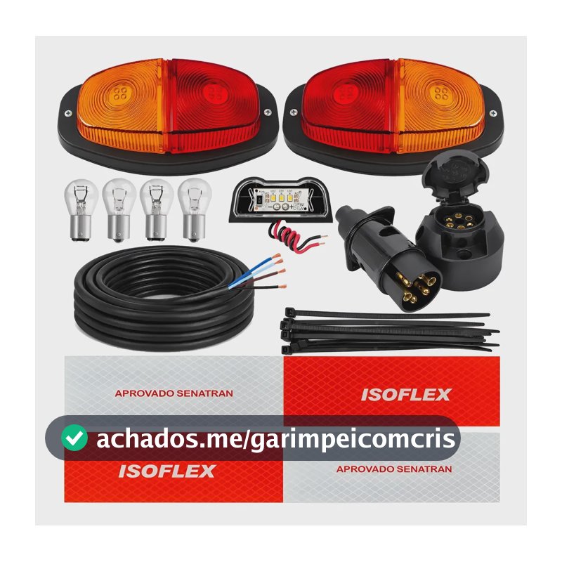 Kit Instalação Elétrica Lanterna Carretinha Reboque Completx Ambos Lados Amarelo/vermelho
