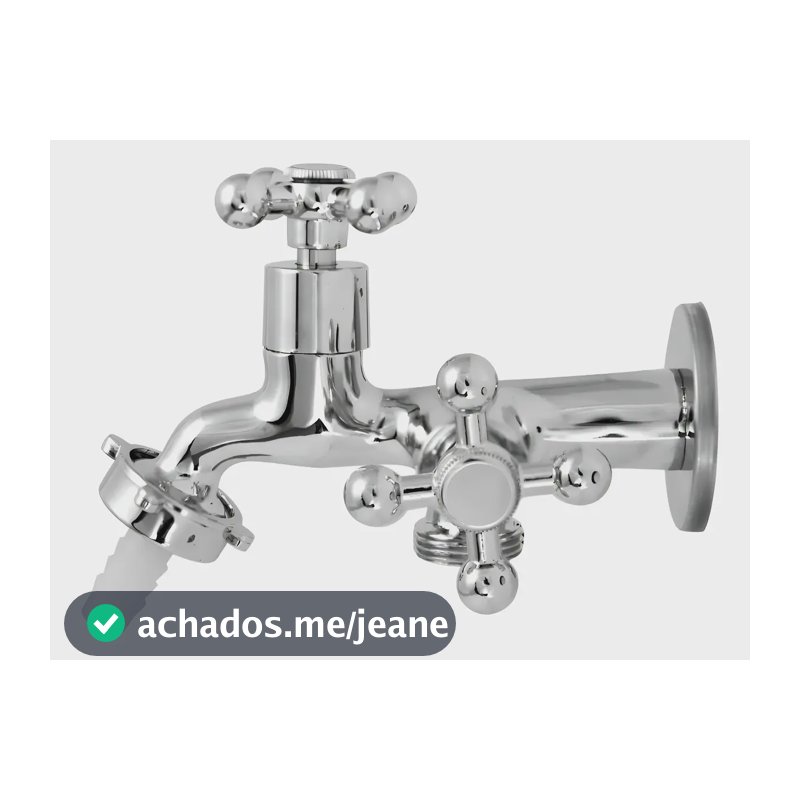 Torneira De Metal Maquina De Lavar E Tanque 2 Saídas Cromado Prateado Brilhante