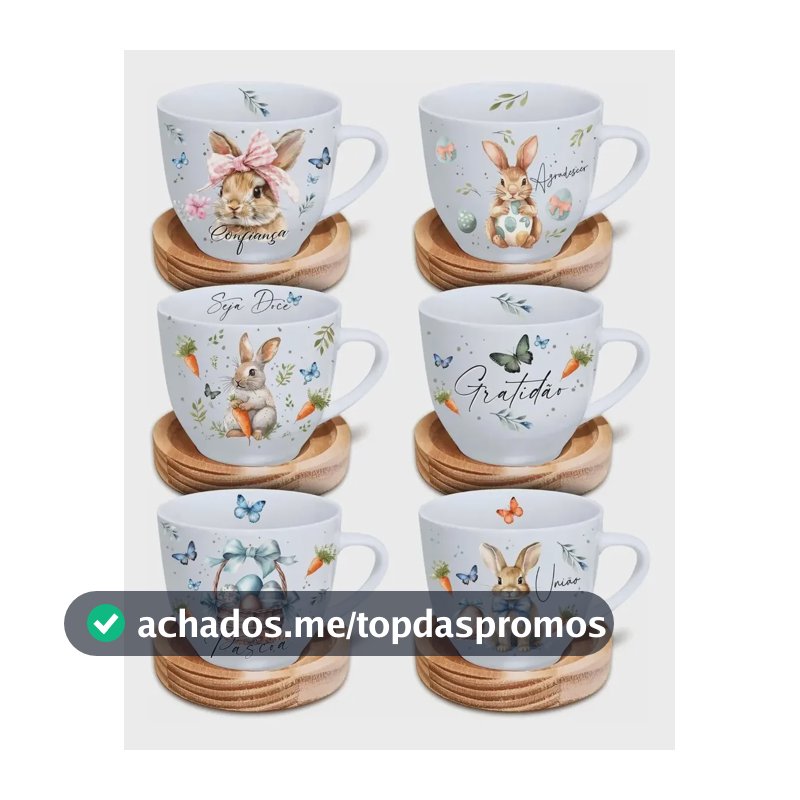 Conjunto De Páscoa 6 Xícaras 170 Ml - Doce Páscoa