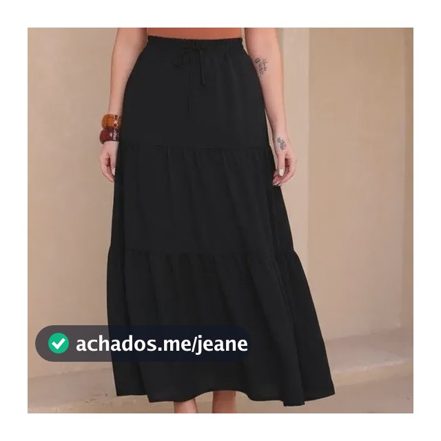 Saia Longa Feminina 3 Maria Cintura Alta Cos Elástico Cordão