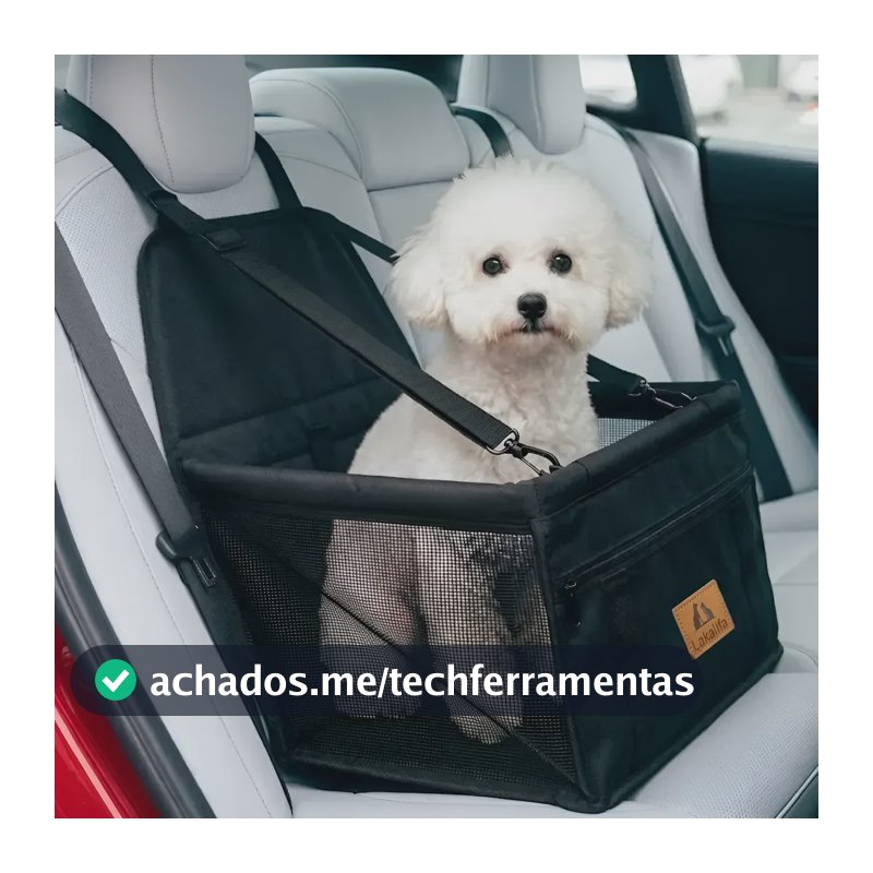 Cadeirinha Bolsa Pet Para Carro Transporte Cão Gato Lakalifa Preto