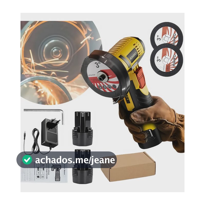 Esmerilhadeira Angular Lixadeira Portátil Sem Fio 2bateria Amarelo 127/220v 50hz/60hz