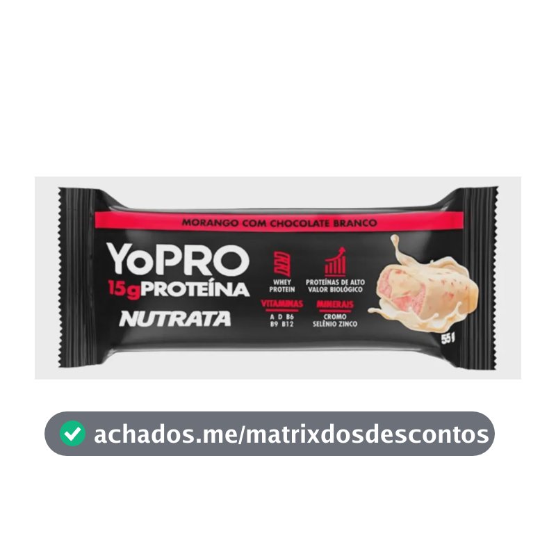 NUTRATA YOPRO 55G C/ 12 BARRAS - MORANGO COM CHOCOLATE BRANCO