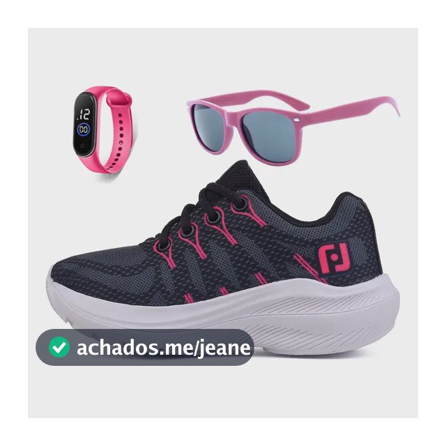 Kit Tênis Infantil Meninas Escolar Casual + Oculos Relogio