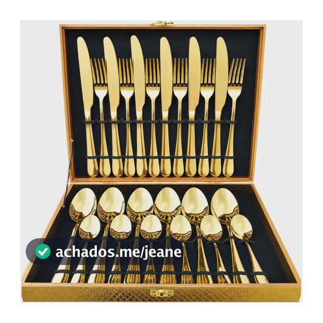 Kit 24 Talheres Luxo Premium Faqueiro Dourado Com Maleta Dourado