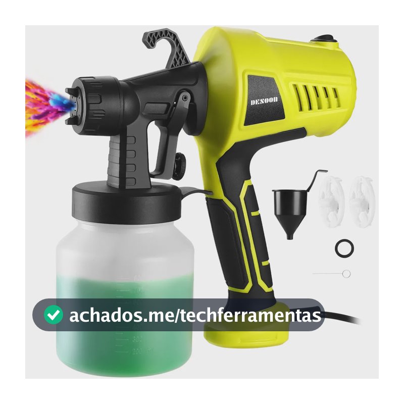 Pistola de Pintura 550W Profissional Elétrica Pulverizador 800ml Com 3 Bicos 2.5mm Para Paredes e Móveis Desoon