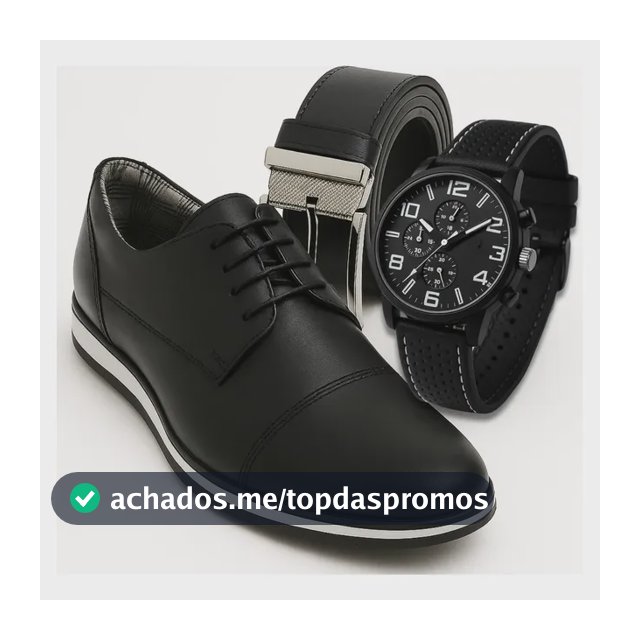 Kit Sapato Masculino Oxiford Classico + Relógio + Cinto