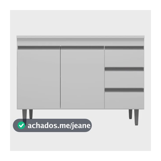 Balcão Ajl Móveis  Andréia 100 Cm 3 Gavetas Com Tampo Mdp