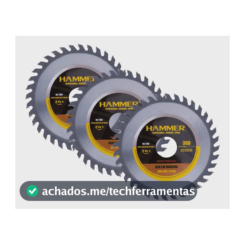 Kit 3 Peças Disco Serra Circular Hammer 4.3/8 X 36d
