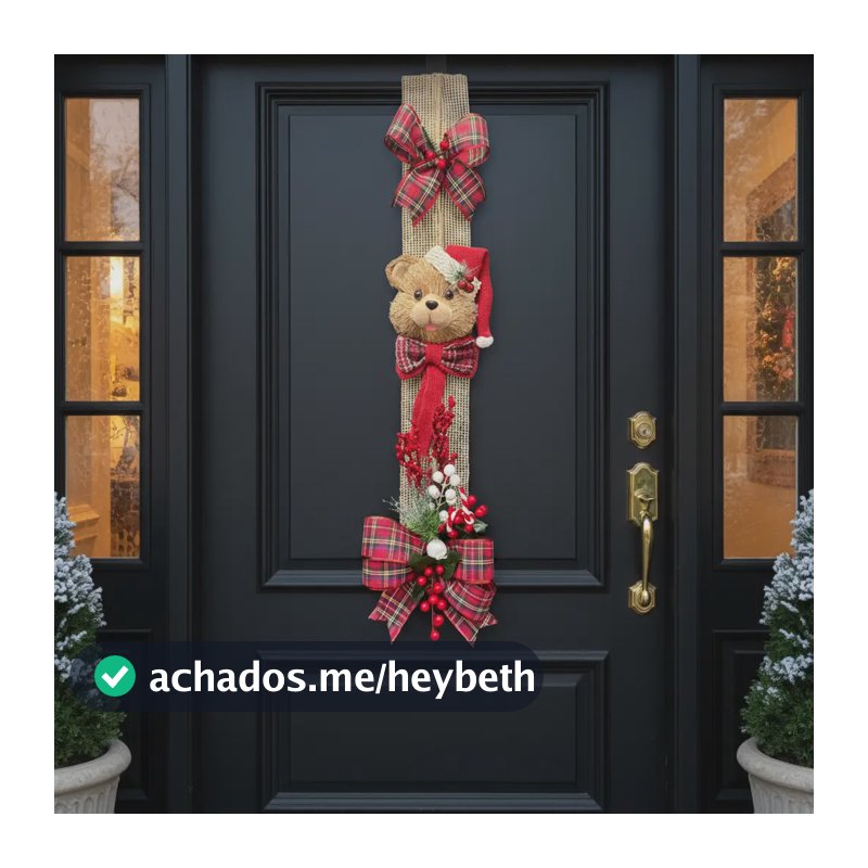 Arranjo Guirlanda Natal Pendente Porta Duplaface Escapulário Vermelho