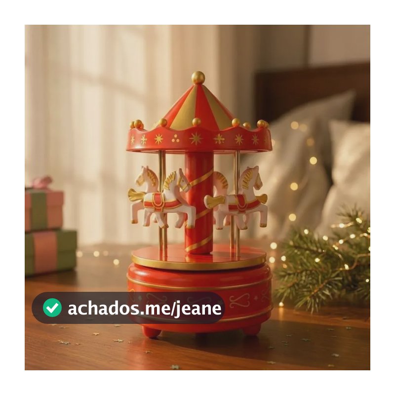 Cenário De Natal - Carrossel Com Som E Movimento - Amarelo  Amarelo