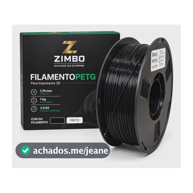 Filamento Petg 1,75mm 1kg Para Impressora 3d  Premium Zimbo Preto