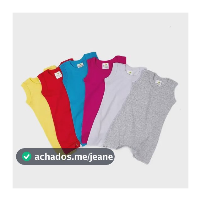 Macacão Infantil Bebê 100% Algodão Liso - 1 Ao 3 - Kit Com 6