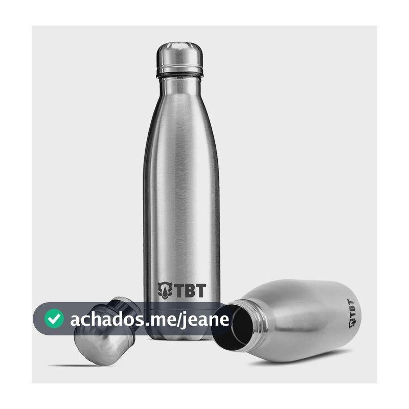 Garrafa Térmica Água Aço Inox 304 500ml Portátil Resistente Cinza