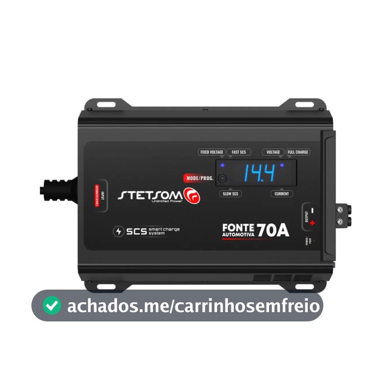 Fonte Carregador Stetsom Infinite 70A para Som Automotivo Bivolt com Cooler
