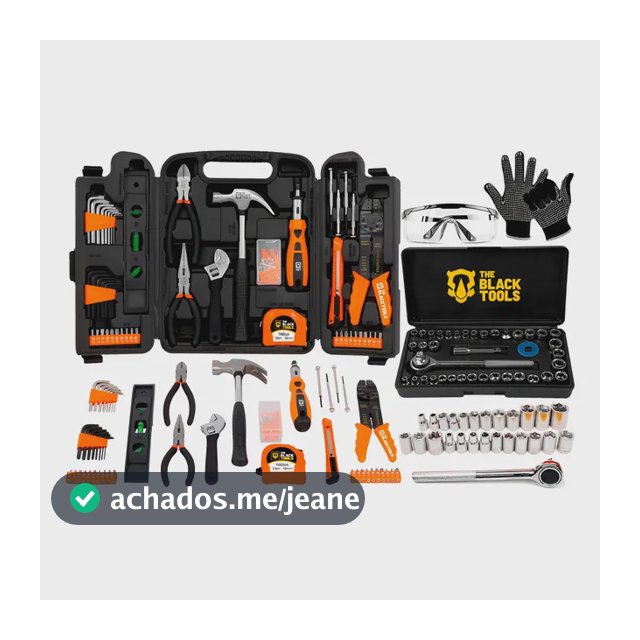 Kit Jogo De Ferramentas Completo Com Soquetes E Chaves Preto