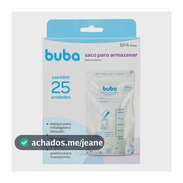 Kit 25 Sacos Para Armazenar E Congelar Leite Materno Buba 200ml