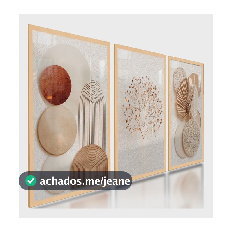 Quadros Decorativos Abstratos Geométricos Boho Neutro 122x60