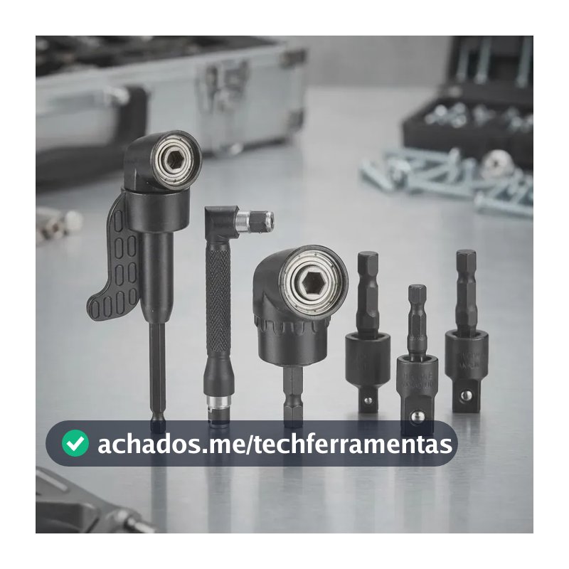 Kit 6 de adaptador angular, furadeira de extensão, furadeira de 105° 1/4 Furadeira 90º
