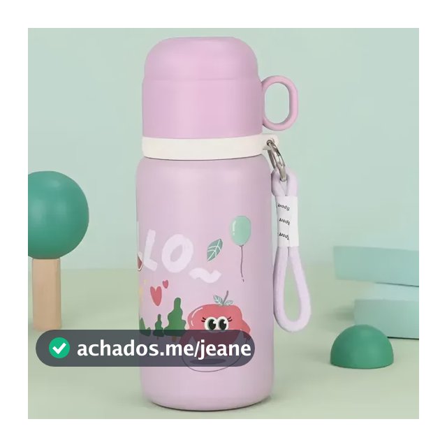 Garrafinha Infantil Térmica Inox 450ml Escolar Copo + Alça