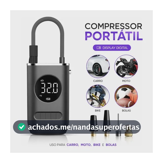 Calibrador De Ar Digital Para Pneu Portátil Compressor Usb Preto