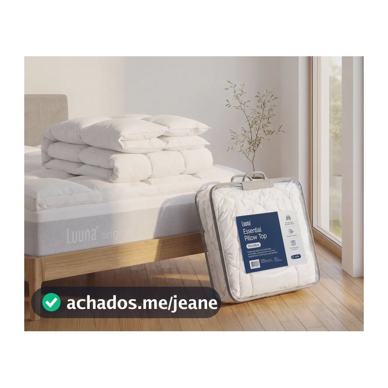 Pillow Top King Luuna Essential Microfibra, Down Alternative Ultra Soft, Capa Hipoalergênica, Lavável