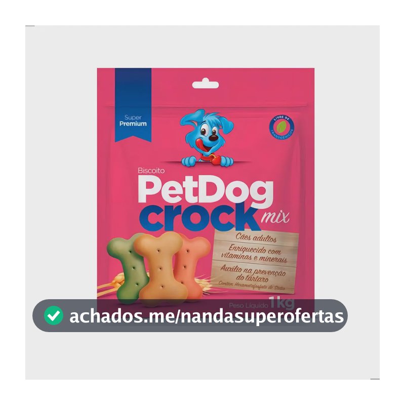 Biscoito Petisco Para Cães PetDog Crock Mix 1kg