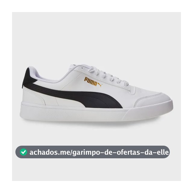Tênis Casual Masculino E Feminino Shuffle Puma Puma White-puma Black-puma Team Gold Geométrico 42 Br