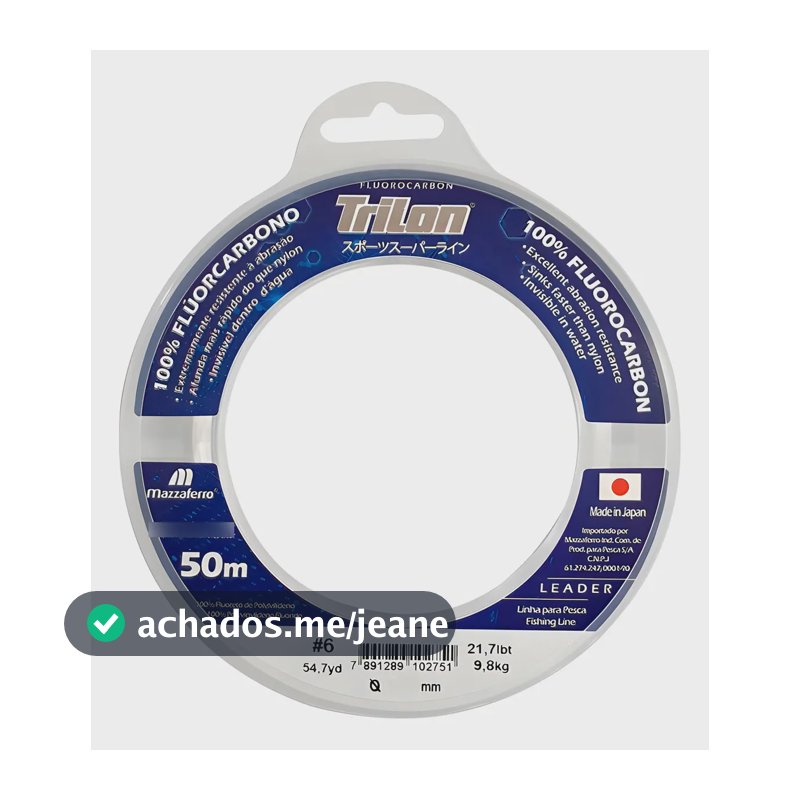 Linha de Pesca Fluorcarbono 0.40mm 50m Transparente 14,0kg Mazzaferro