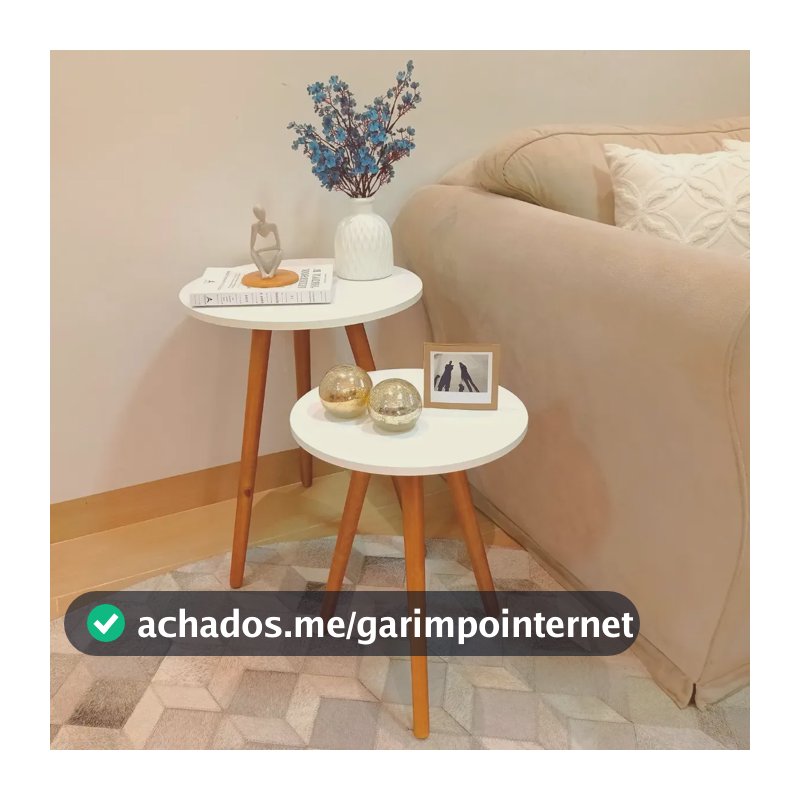 Mesinhas Redonda Centro Lateral Canto Sala Retrô Pé Palito Branco