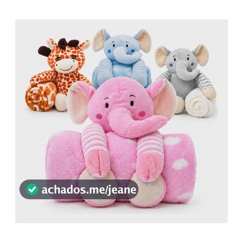Manta Para Bebê Soft Naninha Pelúcia Antialérgica Enxoval Elefante Rosa