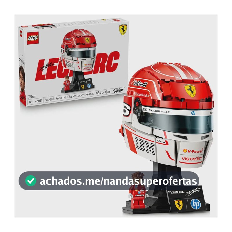 Lego Editions Formula 1 43014; Scuderia Ferrari Hp: capacete Charles Leclerc; inclui capacete de F1 e minifigura; 14+