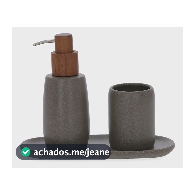 Kit Em Polirresina Para Banheiro 3 Pcs Marrom Mart