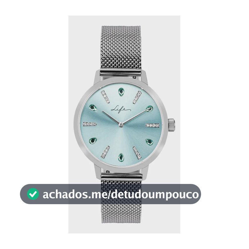 Relógio Life Splash Feminino Aço Prateado Azul Prateado