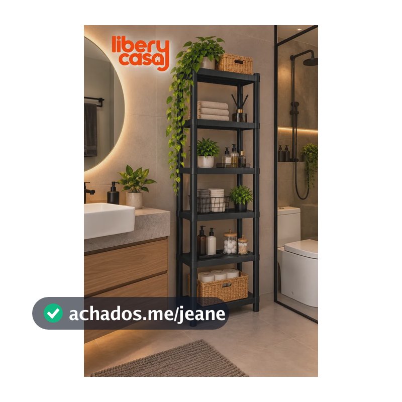Estante Plastica Modular 6 Prateleiras Multiuso Grande Organizadora Preta Super Resistente Libery Casa Para Livros Bandeja Organizador Armário Livreiro Para Cozinha Banheiro Sala Quarto Sapateira