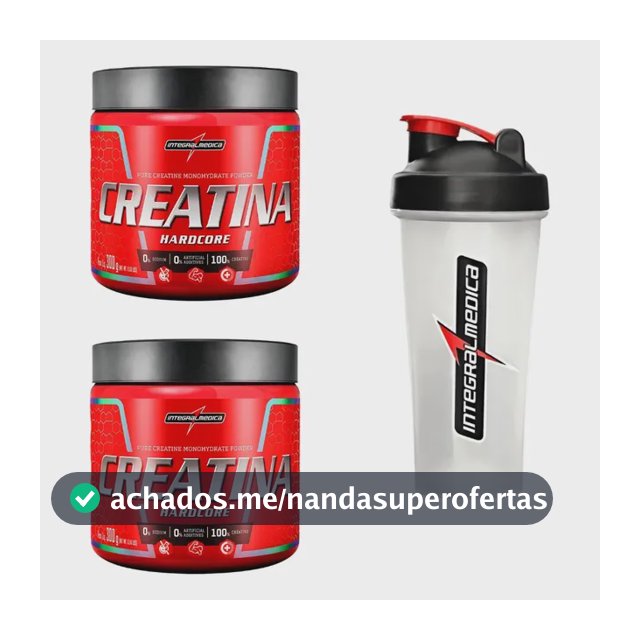 Kit 2 Creatina Integralmedica 300g + Coqueteleira 600ml Neutro
