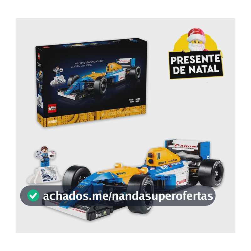 LEGO Icons Williams Racing FW14B e Nigel Mansell 10353; Conjunto de construção de carro de Fórmula 1; Modelo colecionável com minifigura de Nigel Mansell; Presente de Natal para adultos; 18+