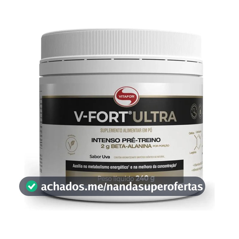 Pré Treino V-fort Ultra Vitafor Energia Performance (pt)240g Sabor Uva