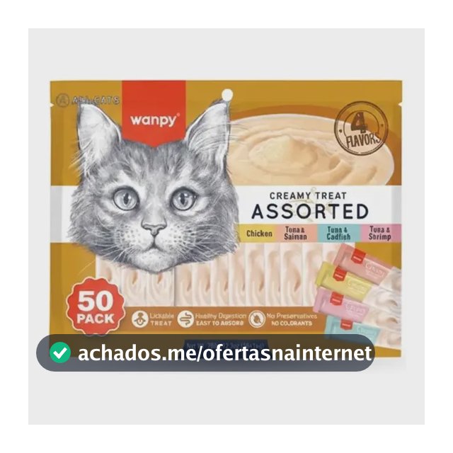 Petisco Para Gatos Wanpy Creamy Sabores Sortidos Saco C/50un