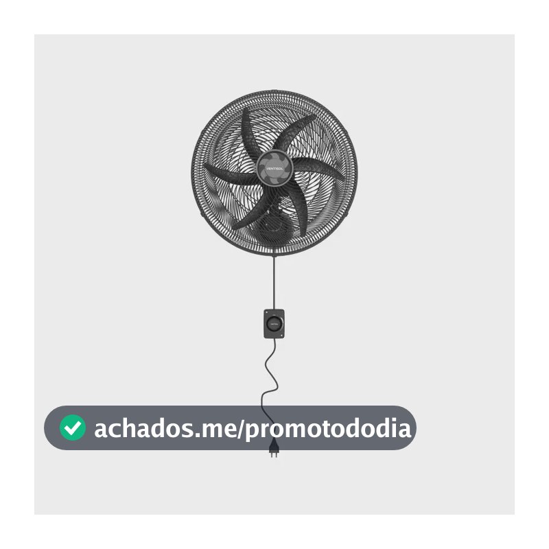 Ventisol Ventilador De Parede Monta Fácil 50cm Preto