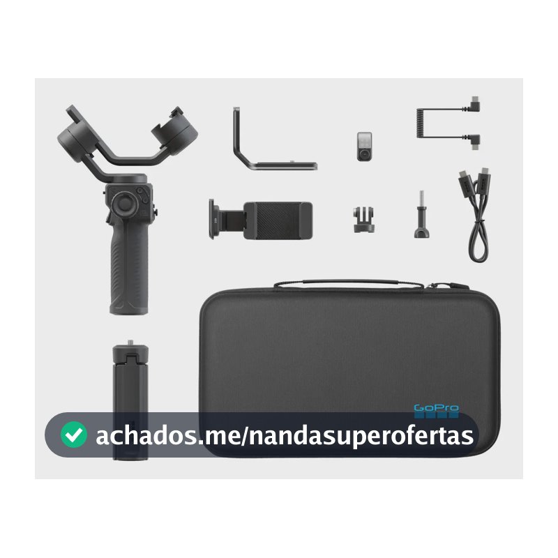 Estabilizador Gimbal GoPro Fluid Pro Ai para Smartphones, Câmeras, LED e Case inclusa