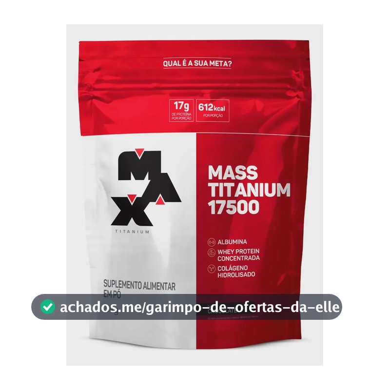 Suplemento em pó Max Titanium Mass Titanium Refil 17500 Carboidratos sabor Chocolate x 3kg